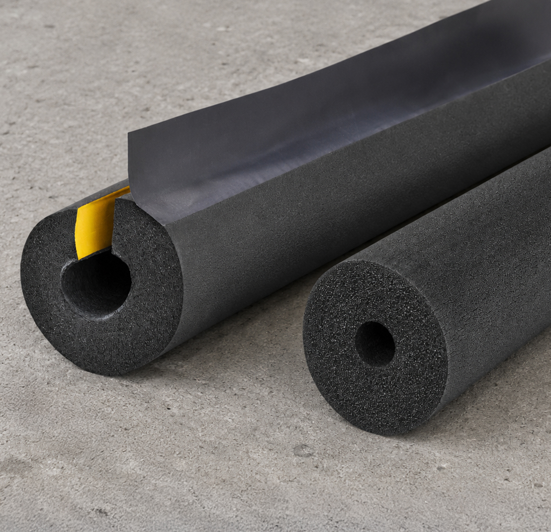 Flexcraft rubber pipe insulation in split and unsplit designs.